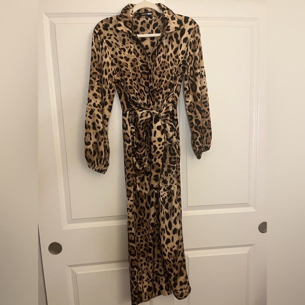Animal Print Long Sleeve Dress